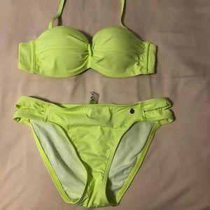 Lascana 30A Multi-way Bandeau Yellow Bikini Size 0